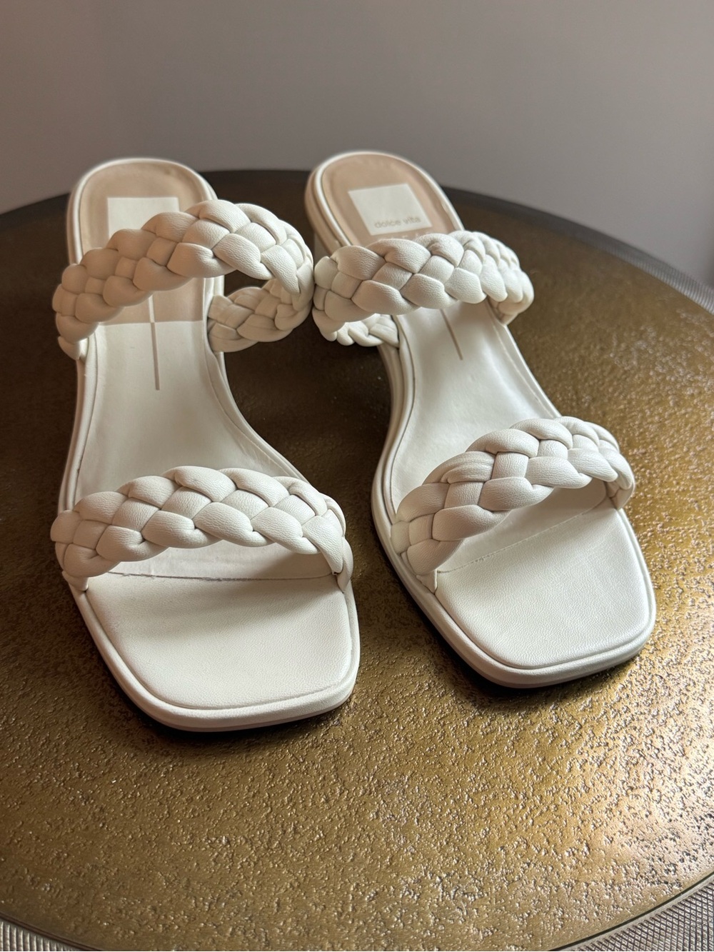 Dolce Vita Women's Braided Double-Strap Slide Sandals - Cream/Ivory sz 11W